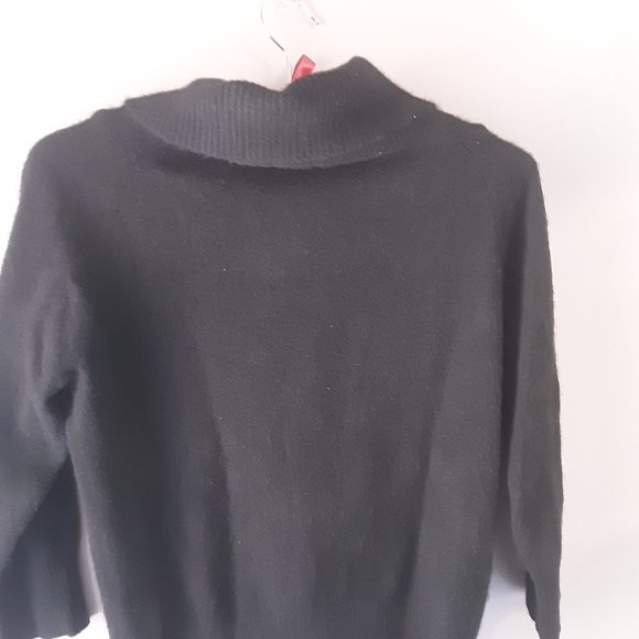 Vintage Valerie Stevens Black Cashmere Sweater, Cowl Neck 3/4 sleeve Med. - Picture 10 of 14